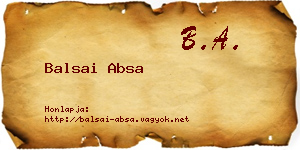 Balsai Absa névjegykártya